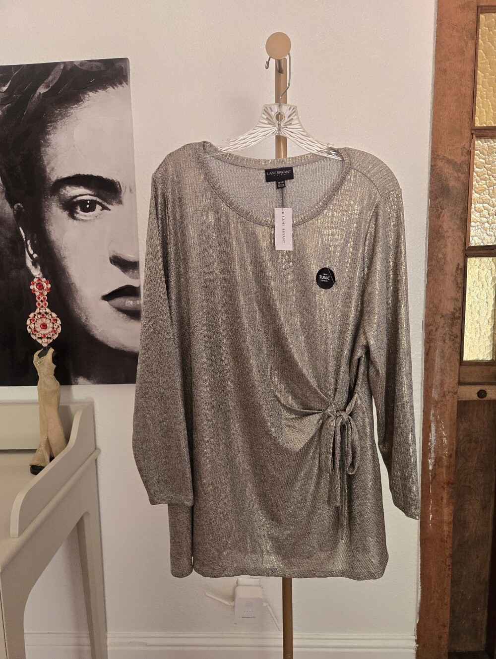 NWT Women's Lane Bryant Tunic Length Top Color Gold/ White Size 18/20